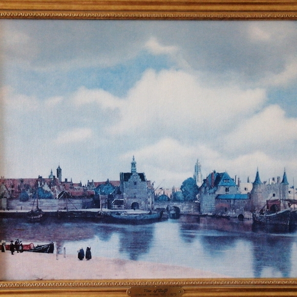 Vintage Johannes Vermeer Art "View Of Delft" Gold Tone Ornate Frame 21”x 18” - Picture 7 of 10